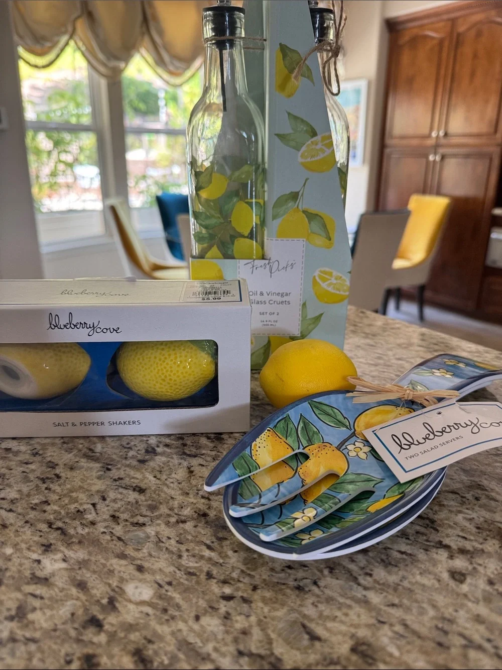 Lemon Ceramic Salad Servers - Yellow